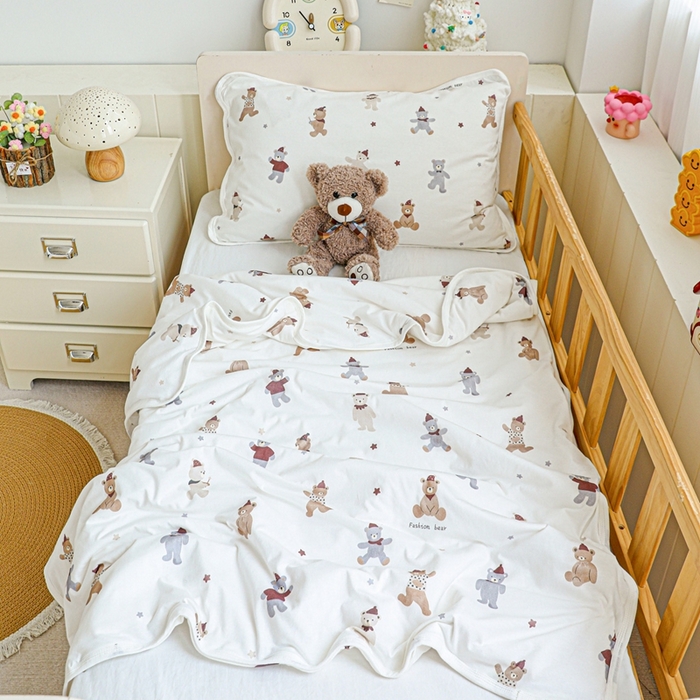 91家纺网 家纺一手货源 找家纺 耀悦家纺  2025新款A类纯棉针织棉夏被里外全棉可拆卸被套 baby熊