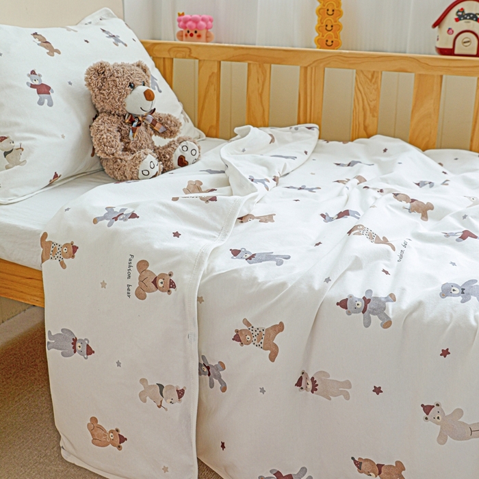 91家纺网 家纺一手货源 找家纺 耀悦家纺  2025新款A类纯棉针织棉夏被里外全棉可拆卸被套 baby熊