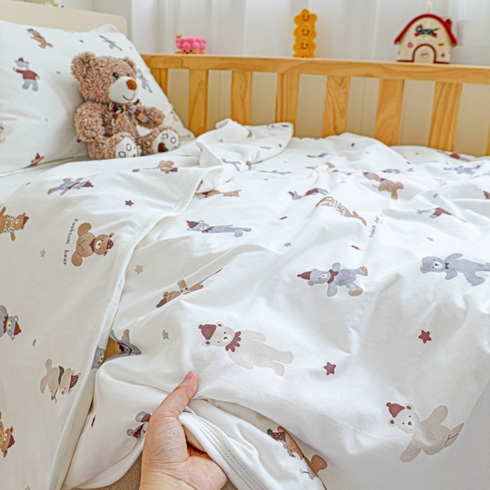 91家纺网 家纺一手货源 找家纺 耀悦家纺  2025新款A类纯棉针织棉夏被里外全棉可拆卸被套 baby熊