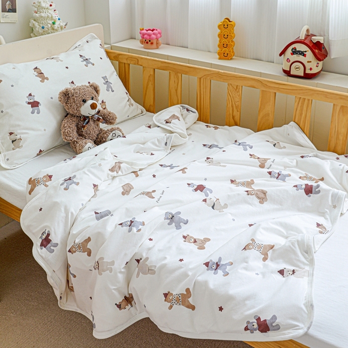 91家纺网 家纺一手货源 找家纺 耀悦家纺  2025新款A类纯棉针织棉夏被里外全棉可拆卸被套 baby熊