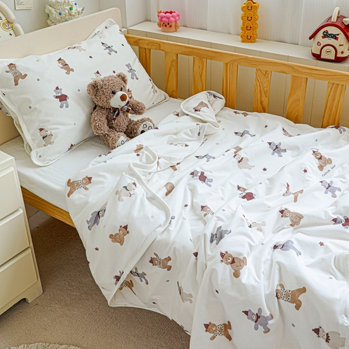 91家纺网 家纺一手货源 找家纺 耀悦家纺  2025新款A类纯棉针织棉夏被里外全棉可拆卸被套 baby熊