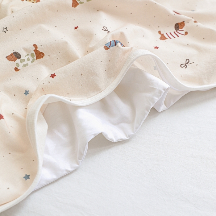 91家纺网 家纺一手货源 找家纺 耀悦家纺  2025新款A类纯棉针织棉夏被里外全棉可拆卸被套 蝴蝶结腊肠狗