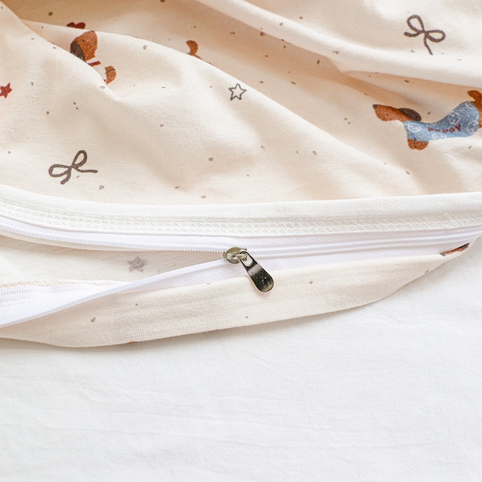 91家纺网 家纺一手货源 找家纺 耀悦家纺  2025新款A类纯棉针织棉夏被里外全棉可拆卸被套 蝴蝶结腊肠狗