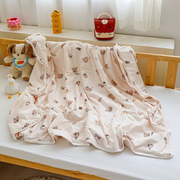 91家纺网 家纺一手货源 找家纺 耀悦家纺  2025新款A类纯棉针织棉夏被里外全棉可拆卸被套 零食小狗