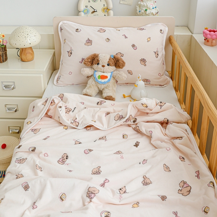 91家纺网 家纺一手货源 找家纺 耀悦家纺  2025新款A类纯棉针织棉夏被里外全棉可拆卸被套 零食小狗