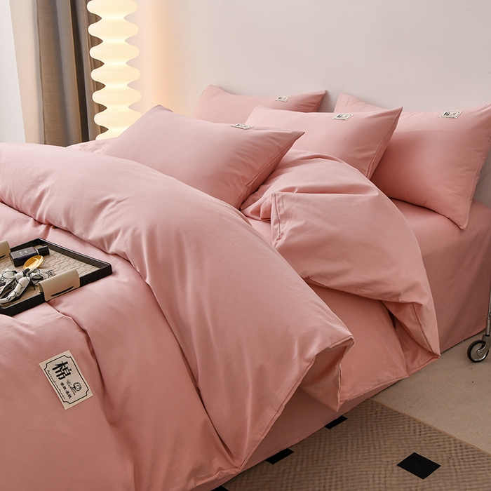 宇彬家纺 2025直播新款13374全棉母婴级简约轻奢贴画纯色单被套斜纹贡缎新疆长绒贴标款无印风系列 简约-紫豆沙