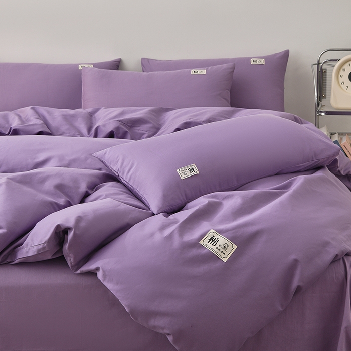 91家纺网 家纺一手货源 找家纺 宇彬家纺 2025直播新款13374全棉母婴级简约轻奢贴画纯色单被套斜纹贡缎新疆长绒贴标款无印风系列 简约-典雅紫