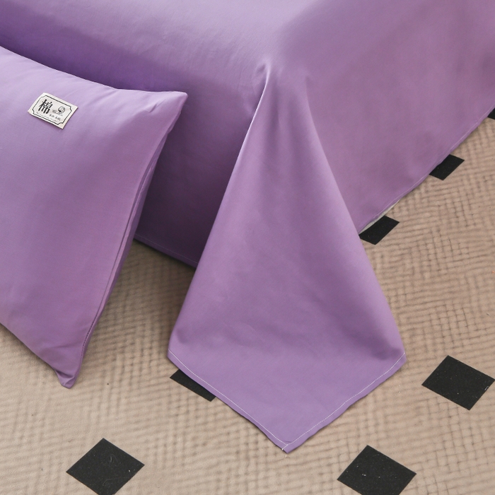 91家纺网 家纺一手货源 找家纺 宇彬家纺 2025直播新款13374全棉母婴级简约轻奢贴画纯色单被套斜纹贡缎新疆长绒贴标款无印风系列 简约-典雅紫