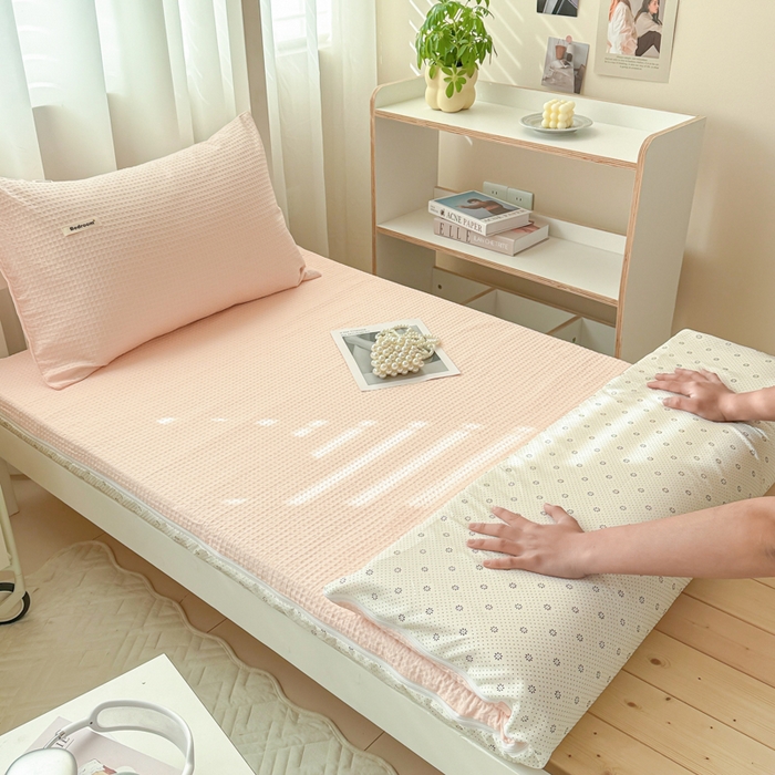 91家纺网 家纺一手货源 找家纺 （总）眠博士 2025新款全棉纯棉华夫格学生床床垫套床垫套单件单床垫套