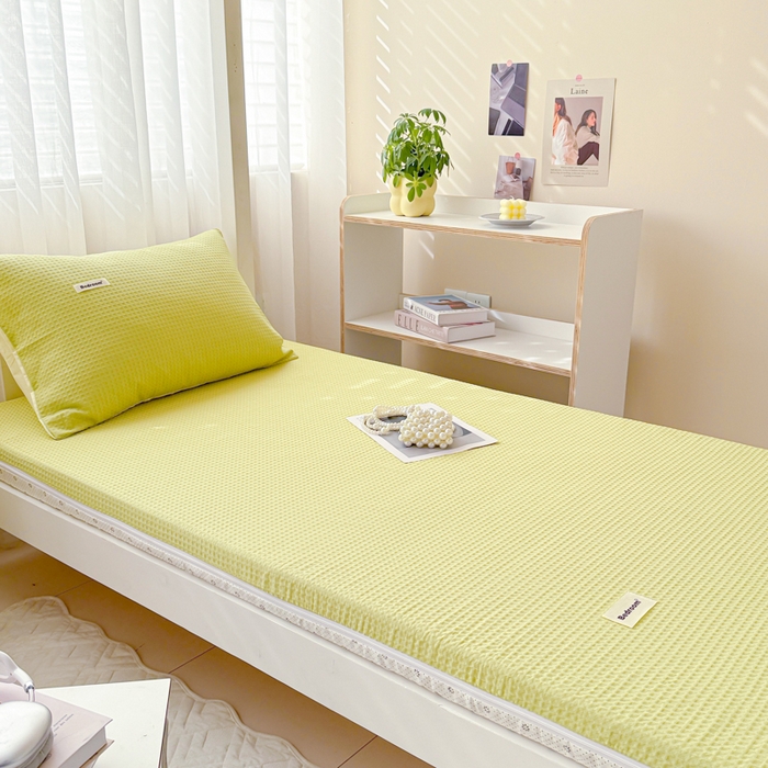 91家纺网 家纺一手货源 找家纺 （总）眠博士 2025新款全棉纯棉华夫格学生床床垫套床垫套单件单床垫套