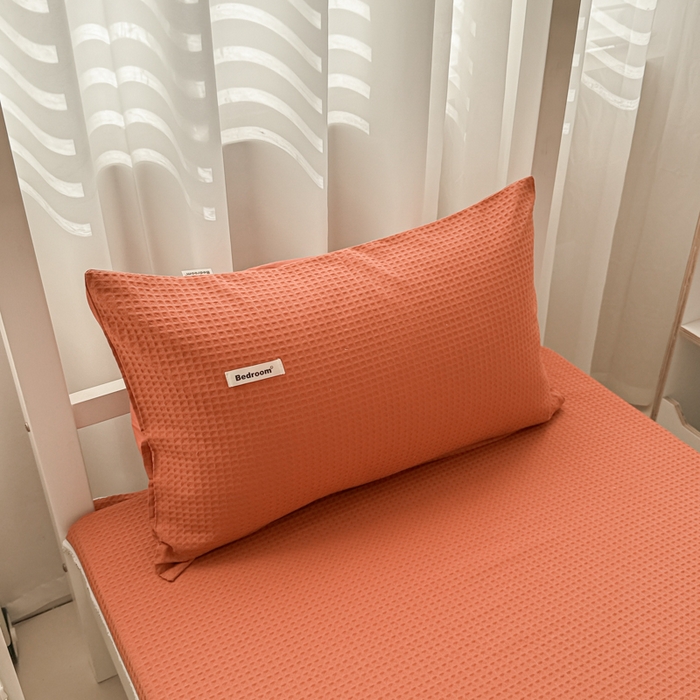 91家纺网 家纺一手货源 找家纺 眠博士 2025新款全棉纯棉华夫格学生床床垫套床垫套单件单床垫套 华夫格床垫套 焦糖