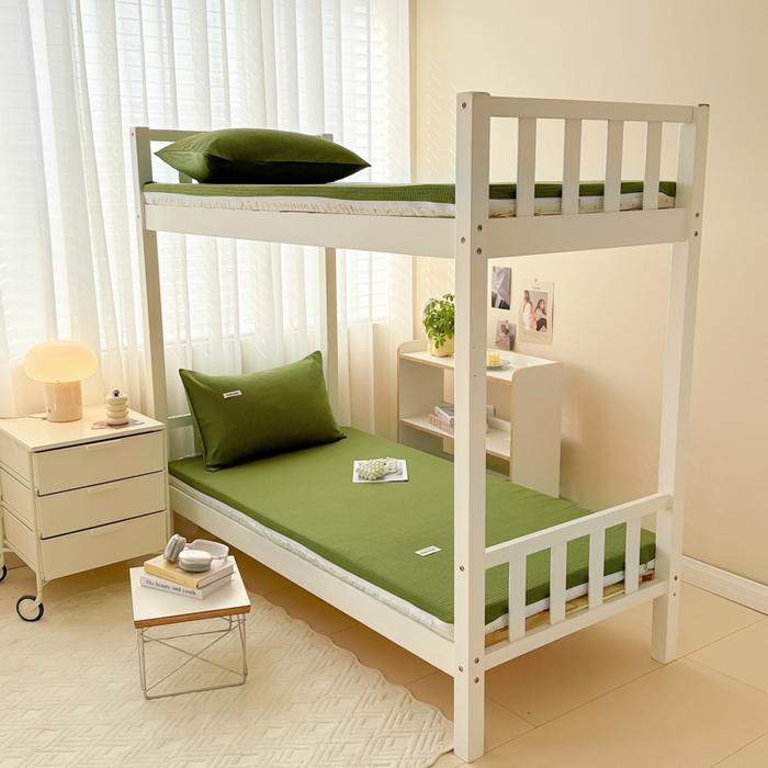 91家纺网 家纺一手货源 找家纺 眠博士 2025新款全棉纯棉华夫格学生床床垫套床垫套单件单床垫套 华夫格床垫套 松石绿