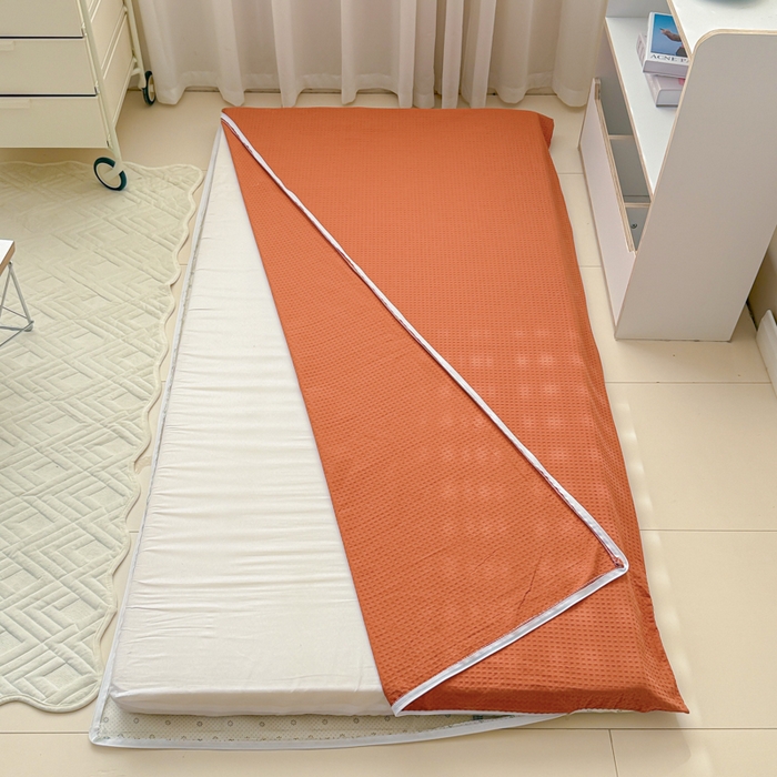 91家纺网 家纺一手货源 找家纺 眠博士 2025新款全棉纯棉华夫格学生床床垫套床垫套单件单床垫套 华夫格床垫套 焦糖