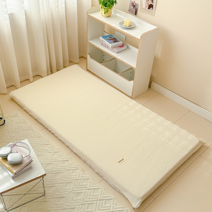 91家纺网 家纺一手货源 找家纺 眠博士 2025新款全棉纯棉华夫格学生床床垫套床垫套单件单床垫套 华夫格床垫套 珍珠白