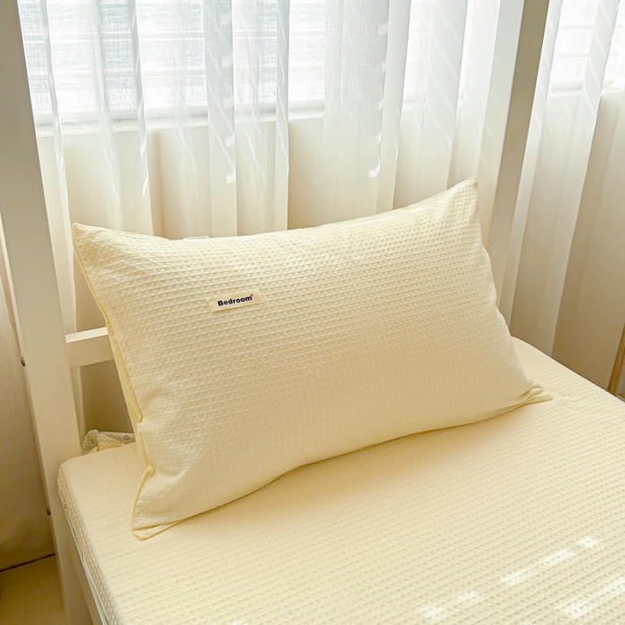 91家纺网 家纺一手货源 找家纺 眠博士 2025新款全棉纯棉华夫格学生床床垫套床垫套单件单床垫套 华夫格床垫套 珍珠白