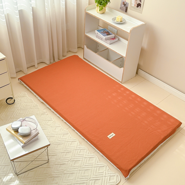 91家纺网 家纺一手货源 找家纺 眠博士 2025新款全棉纯棉华夫格学生床床垫套床垫套单件单床垫套 华夫格床垫套 焦糖