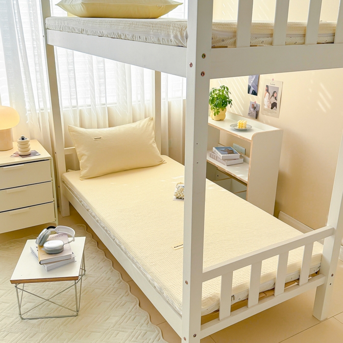 91家纺网 家纺一手货源 找家纺 眠博士 2025新款全棉纯棉华夫格学生床床垫套床垫套单件单床垫套 华夫格床垫套 珍珠白