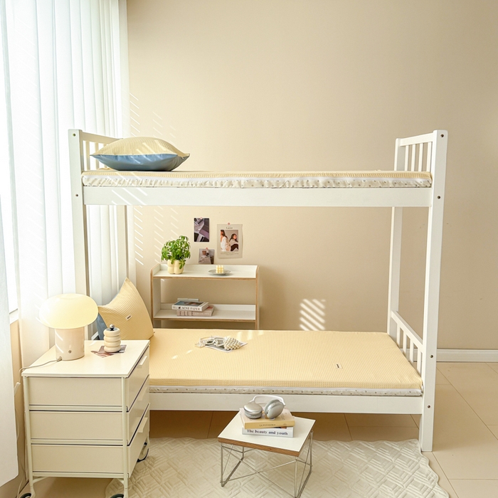 91家纺网 家纺一手货源 找家纺 眠博士 2025新款全棉纯棉华夫格学生床床垫套床垫套单件单床垫套 华夫格床垫套 奶黄色