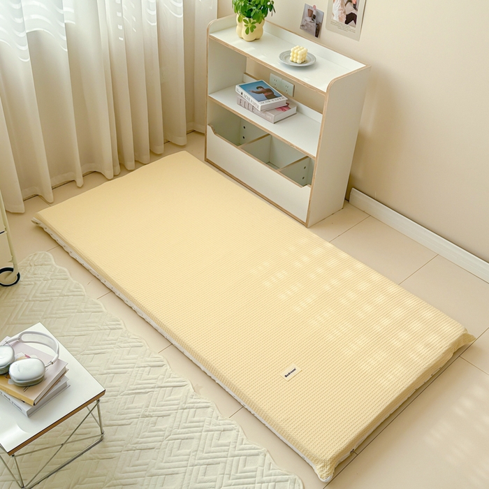 91家纺网 家纺一手货源 找家纺 眠博士 2025新款全棉纯棉华夫格学生床床垫套床垫套单件单床垫套 华夫格床垫套 奶黄色