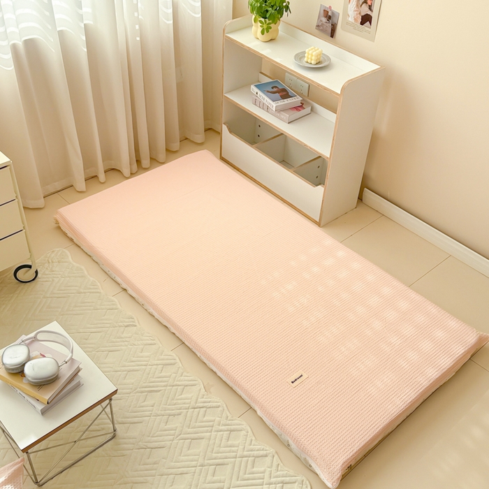 91家纺网 家纺一手货源 找家纺 眠博士 2025新款全棉纯棉华夫格学生床床垫套床垫套单件单床垫套 华夫格床垫套 嫩玉粉