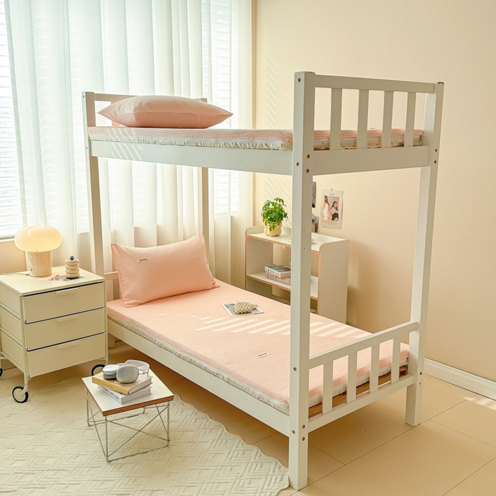 91家纺网 家纺一手货源 找家纺 眠博士 2025新款全棉纯棉华夫格学生床床垫套床垫套单件单床垫套 华夫格床垫套 嫩玉粉