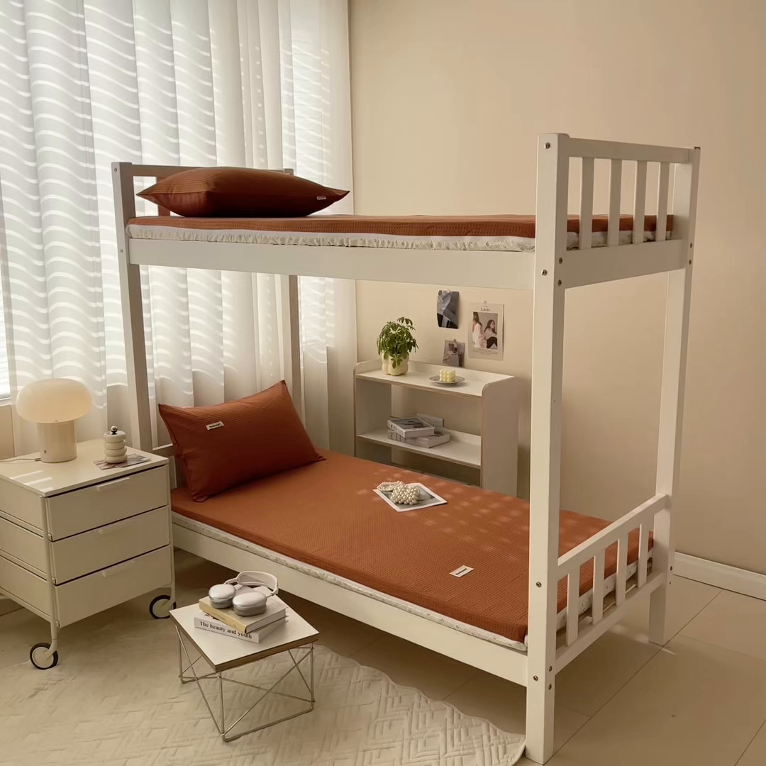 91家纺网 家纺一手货源 找家纺 眠博士 2025新款全棉纯棉华夫格学生床床垫套床垫套单件单床垫套 华夫格床垫套 焦糖