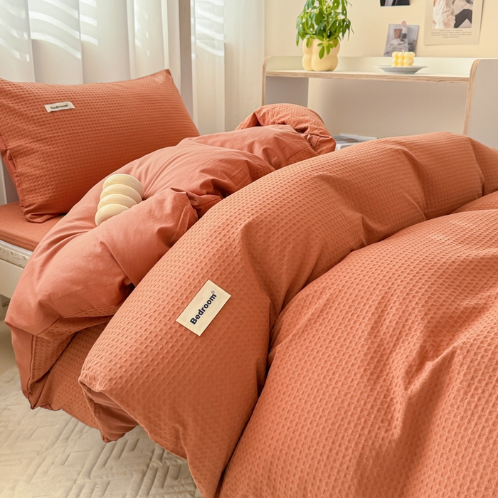 91家纺网 家纺一手货源 找家纺 （总）眠博士 2025新款全棉纯棉华夫格学生床床垫套三件套四件套