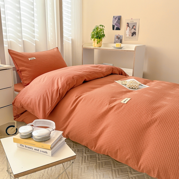 91家纺网 家纺一手货源 找家纺 （总）眠博士 2025新款全棉纯棉华夫格学生床床垫套三件套四件套