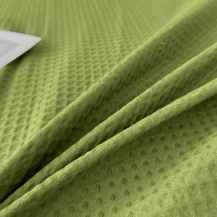 91家纺网 家纺一手货源 找家纺 眠博士 2025新款全棉纯棉华夫格学生床床垫套三件套四件套 华夫格床垫套 套件 松石绿