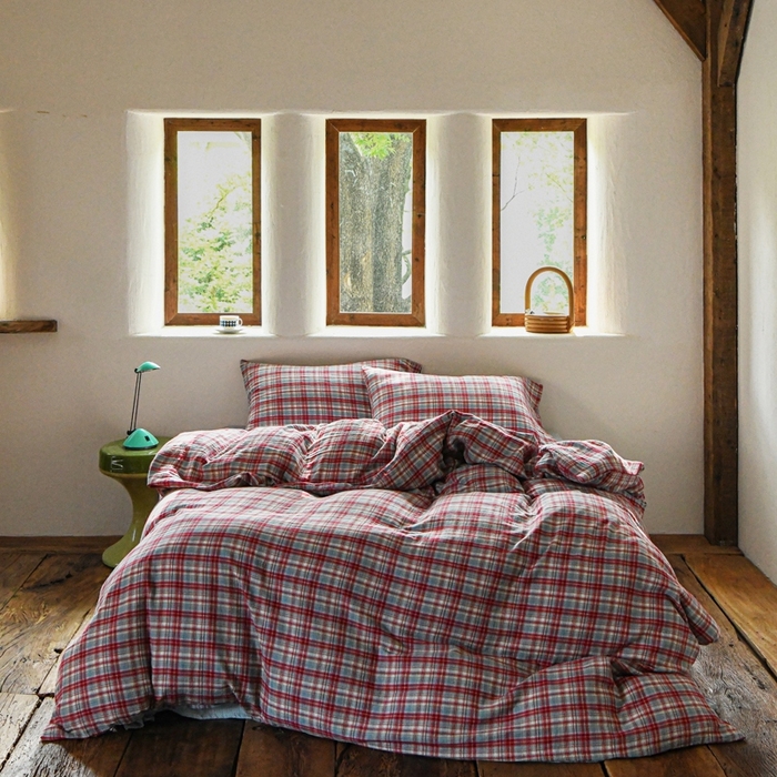 91家纺网 家纺一手货源 找家纺 （总）山舍2025新款全棉色织双层纱四件套