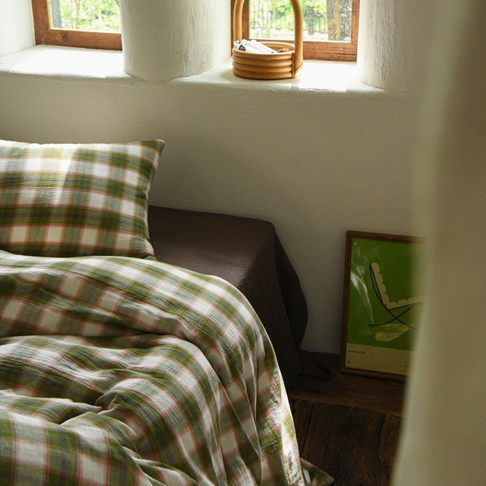 91家纺网 家纺一手货源 找家纺 （总）山舍2025新款全棉色织双层纱四件套