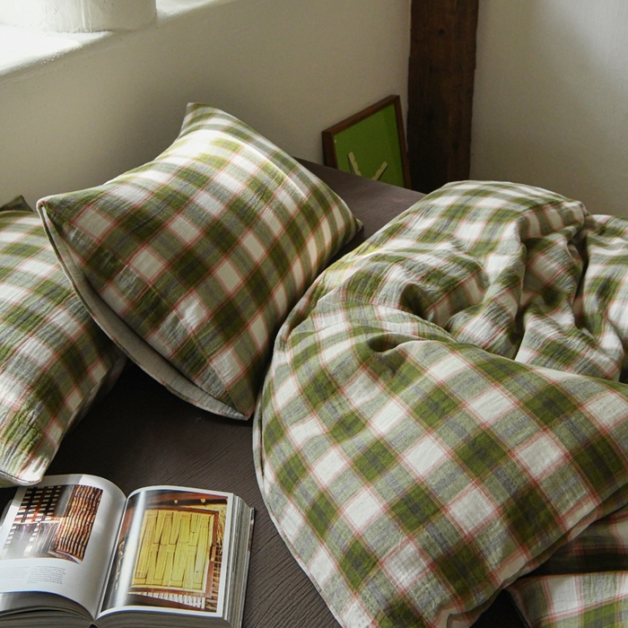 91家纺网 家纺一手货源 找家纺 （总）山舍2025新款全棉色织双层纱四件套