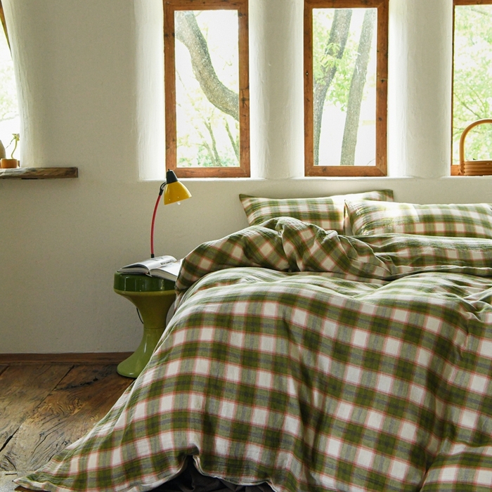 91家纺网 家纺一手货源 找家纺 （总）山舍2025新款全棉色织双层纱四件套