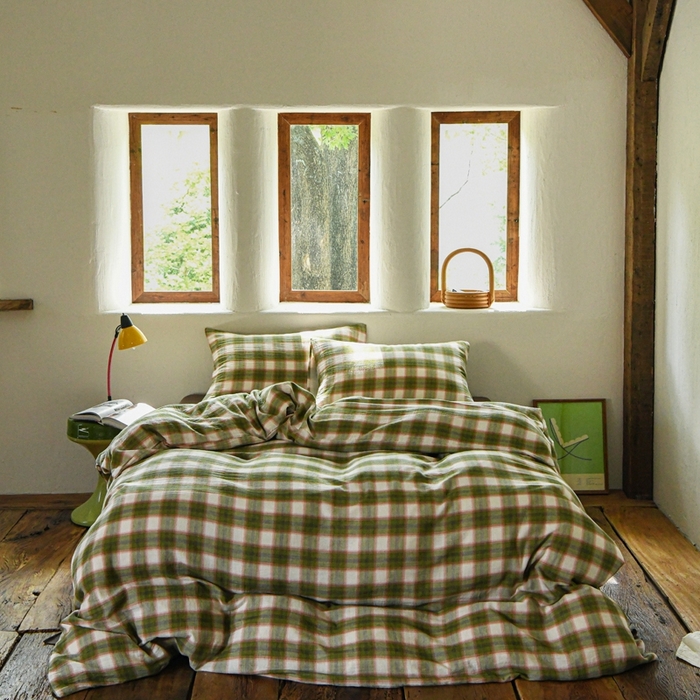 （总）山舍2025新款全棉色织双层纱四件套