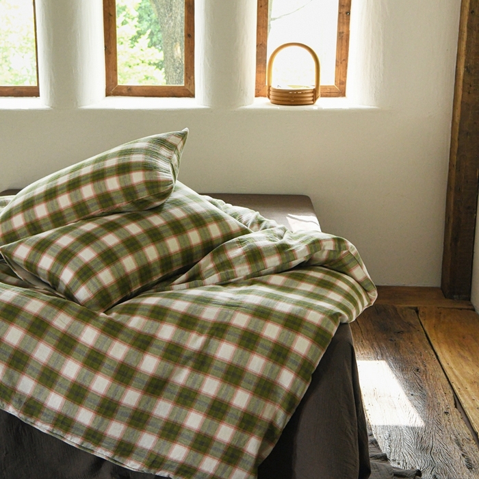 91家纺网 家纺一手货源 找家纺 （总）山舍2025新款全棉色织双层纱四件套