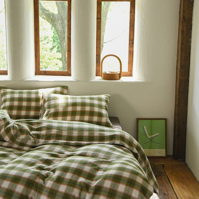 91家纺网 家纺一手货源 找家纺 （总）山舍2025新款全棉色织双层纱四件套