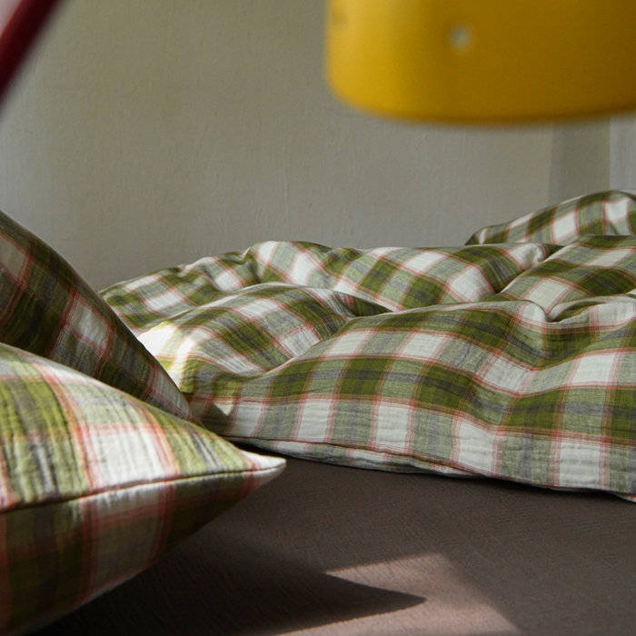 91家纺网 家纺一手货源 找家纺 山舍2025新款全棉色织双层纱四件套 沉睡森林