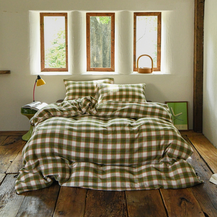 山舍2025新款全棉色织双层纱四件套 沉睡森林