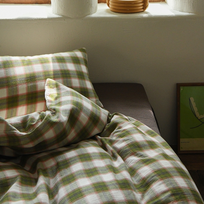 91家纺网 家纺一手货源 找家纺 山舍2025新款全棉色织双层纱四件套 沉睡森林