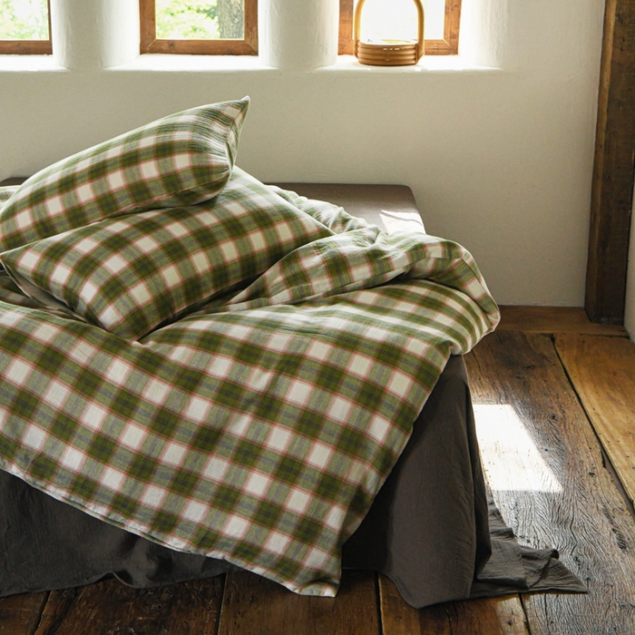 91家纺网 家纺一手货源 找家纺 山舍2025新款全棉色织双层纱四件套 沉睡森林