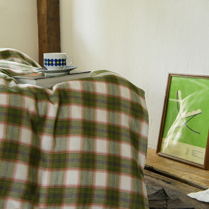 91家纺网 家纺一手货源 找家纺 山舍2025新款全棉色织双层纱四件套 沉睡森林