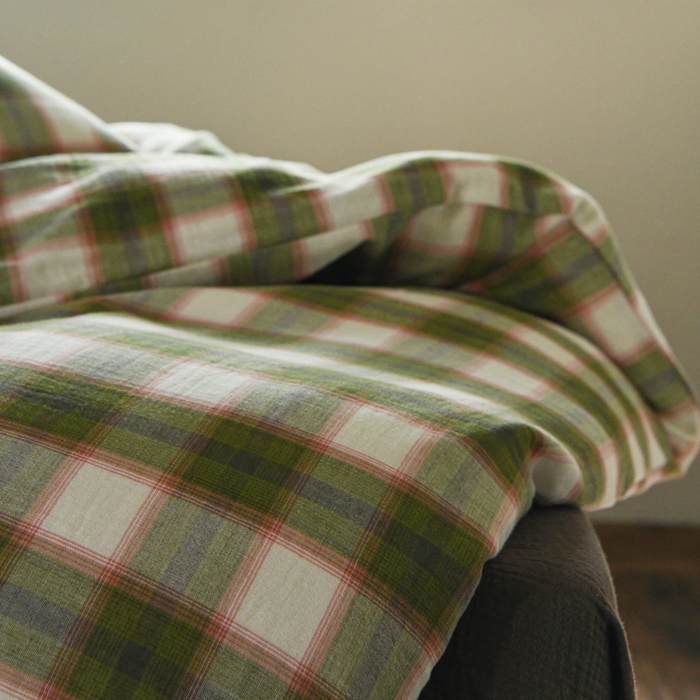 91家纺网 家纺一手货源 找家纺 山舍2025新款全棉色织双层纱四件套 沉睡森林