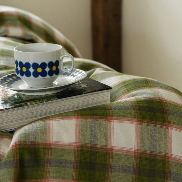 91家纺网 家纺一手货源 找家纺 山舍2025新款全棉色织双层纱四件套 沉睡森林