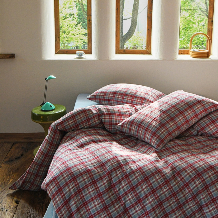 91家纺网 家纺一手货源 找家纺 山舍2025新款全棉色织双层纱四件套 伦敦晚报