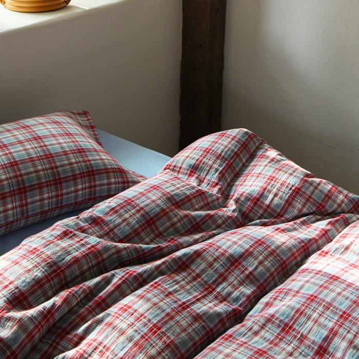 91家纺网 家纺一手货源 找家纺 山舍2025新款全棉色织双层纱四件套 伦敦晚报