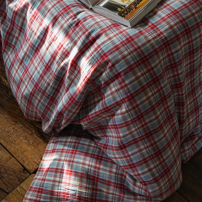 91家纺网 家纺一手货源 找家纺 山舍2025新款全棉色织双层纱四件套 伦敦晚报