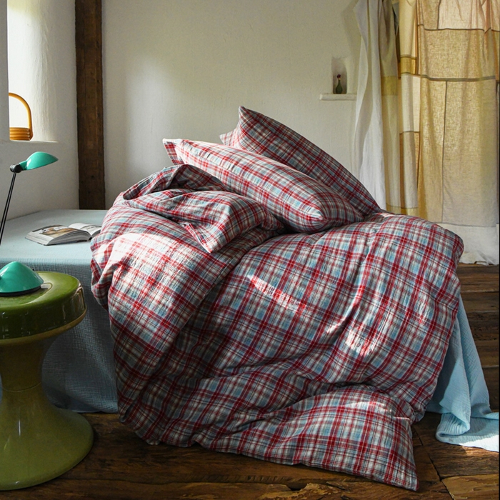 91家纺网 家纺一手货源 找家纺 山舍2025新款全棉色织双层纱四件套 伦敦晚报