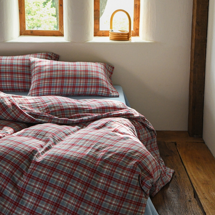 91家纺网 家纺一手货源 找家纺 山舍2025新款全棉色织双层纱四件套 伦敦晚报