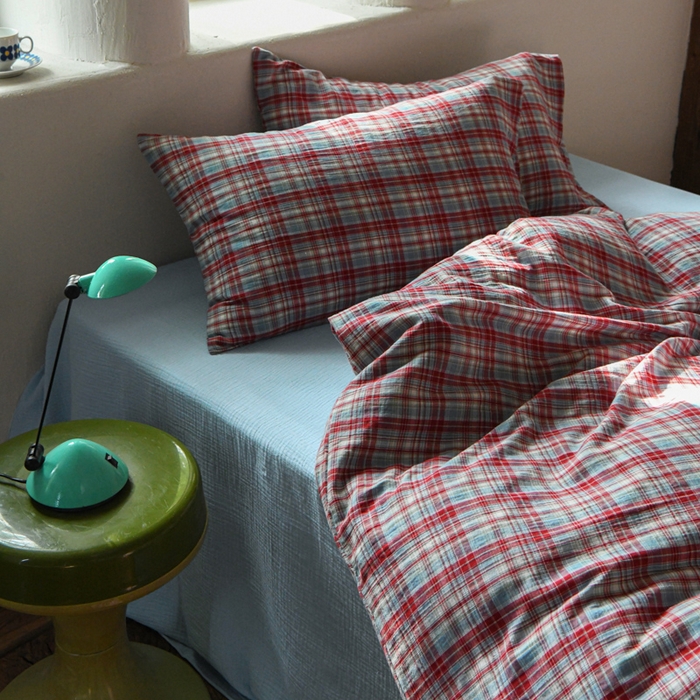 91家纺网 家纺一手货源 找家纺 山舍2025新款全棉色织双层纱四件套 伦敦晚报