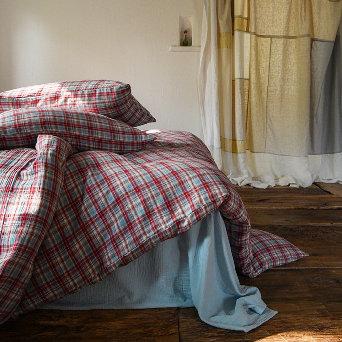 91家纺网 家纺一手货源 找家纺 山舍2025新款全棉色织双层纱四件套 伦敦晚报